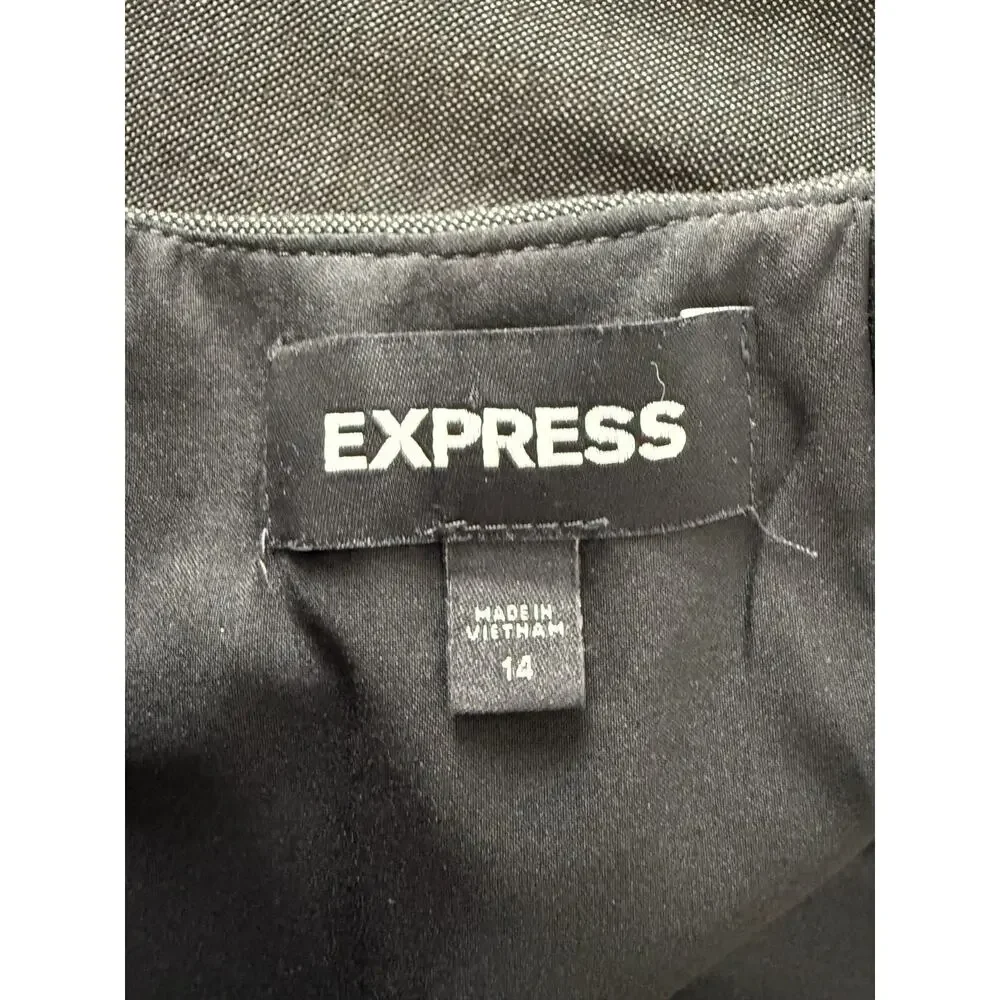 Express Size 14 Minimalist Preppy Career Pencil Skirt Black Zip Stretch - Picture 5 of 7